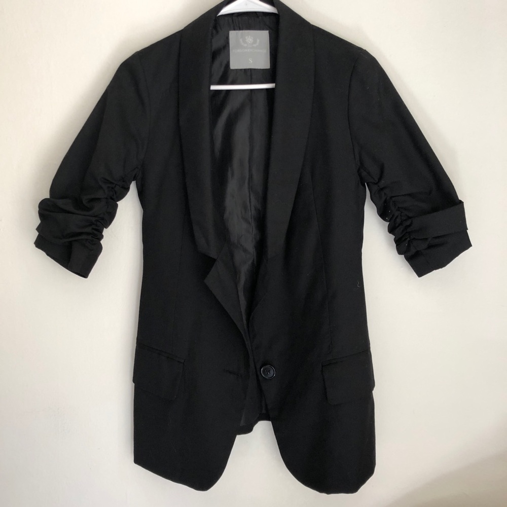 Ruched-Sleeve Blazer